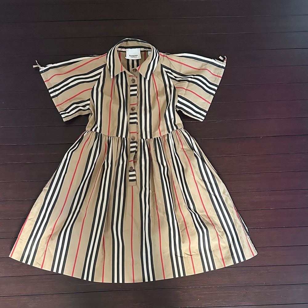 Burberry Kids Dress with Stripes in Tan and Black